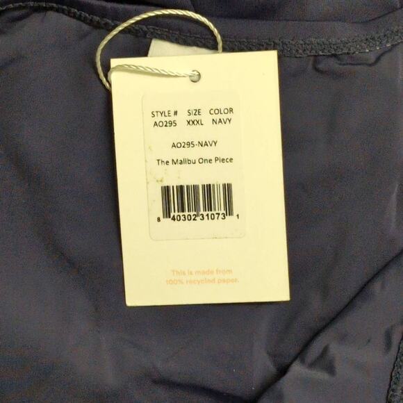 NWT Andie Navy Recycled Stretch Comfortable Malibu One-Piece Swimsuit XXXL - Picture 8 of 8